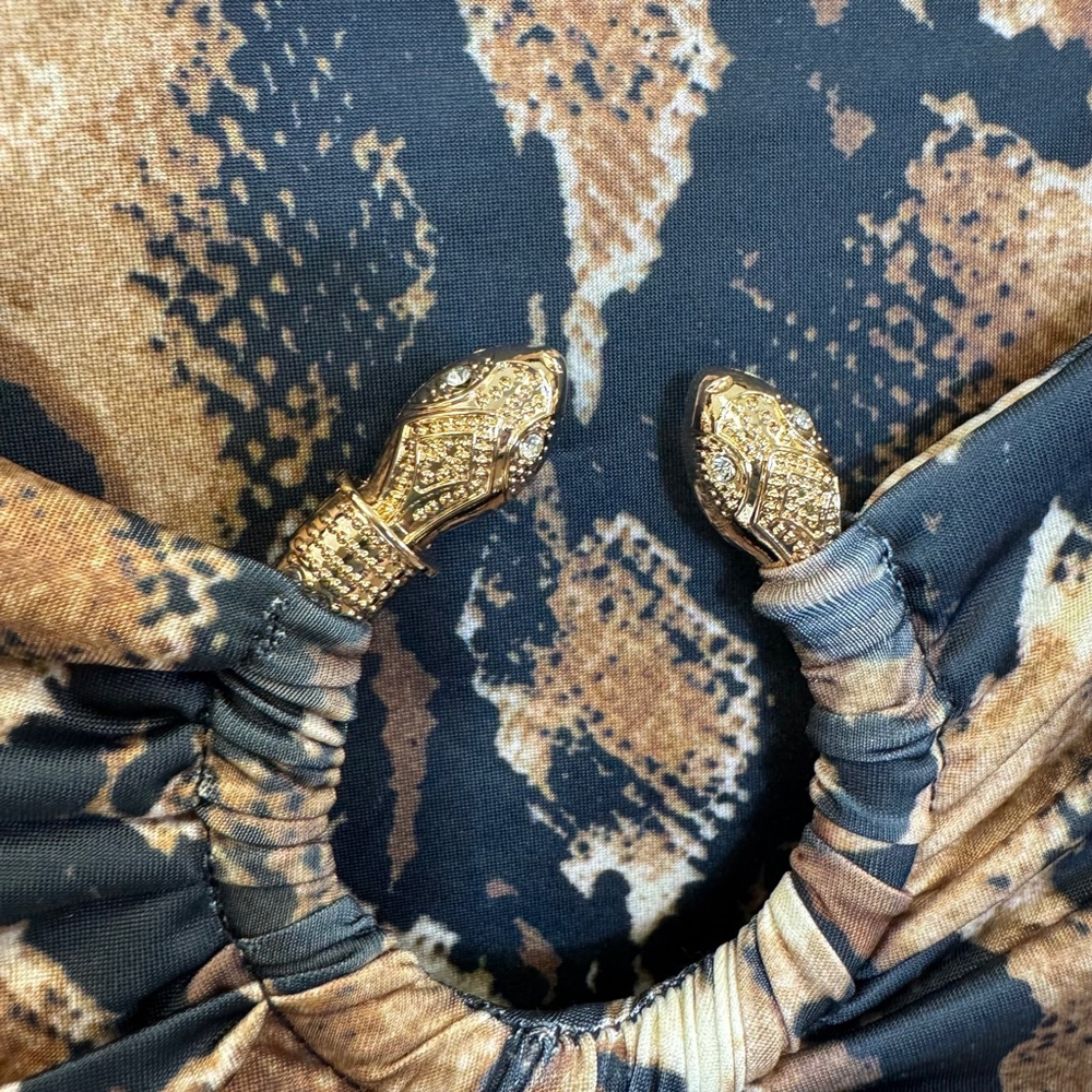 Women's Lizette Collection Bodysuit Size S Brown Snake Print NWT - Picture 4 of 6